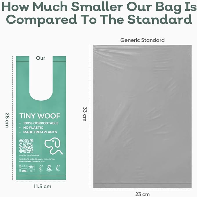 Small Dog Poop Bags – Biodegradable & Compostable Dog Poop Bags with Tie Handles | TINY WOOF Mini Poo Bags (360 Count) Chihuahua, Pomeranian, Toy Poodle and Puppies