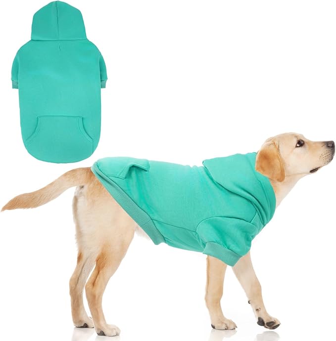 KOOLTAIL Dog Hoodie for Large Medium Small Dogs,Soft&Warm Pet Sweater with Leash Hole&Pocket Boy Girl,Puppy Fall Winter Jacket Clothes,French Pitbull Cold Weather Coat Sweatshirt,Lake Blue XXL