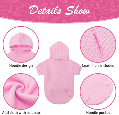 KOOLTAIL Dog Hoodie for Large Medium Small Dogs, Soft and Warm Pet Sweater with Leash Hole and Pocket Boy Girl, Puppy Fall Winter Jacket Clothes, French Pitbull Cold Weather Coat Sweatshirt, Pink XL