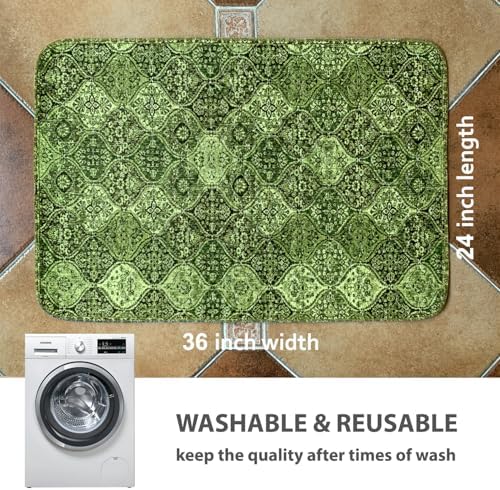 nunubaby 4PACK Washable Pee Pads for Dogs, Stylish, Non-Slip and Leak-Proof Pee Pads. Reusable Potty Pads for Dogs for Crates and Floors.(Green/Multi,24" x36" )