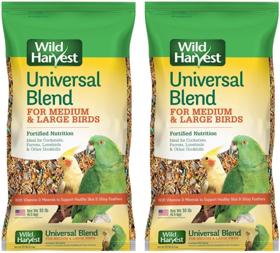 Wild Harvest Universal Blend for Medium and Large Birds, 10 Pounds | Fortified Nutrition | Pack of 2