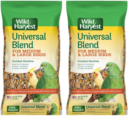 Wild Harvest Universal Blend for Medium and Large Birds, 10 Pounds | Fortified Nutrition | Pack of 2