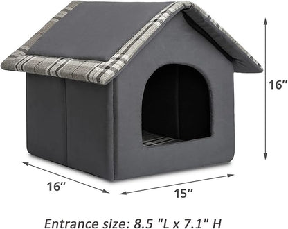 Hollypet Cozy Pet Bed Warm Cave Nest Sleeping Bed Puppy House for Cats and Small Dogs, Gray