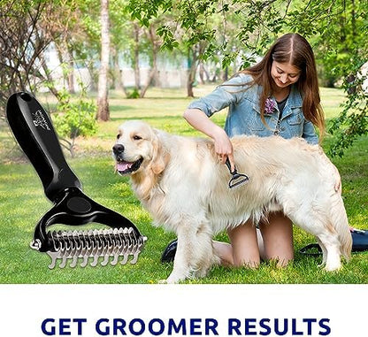 Pat Your Pet Deshedding Brush & Metal Comb Grooming Combo for Cats & Dogs