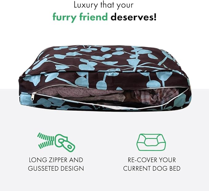Molly Mutt Huge Dog Bed Cover - Your Hand in Mine Print - Measures 36”x45”x5’’ - 100% Cotton - Durable - Breathable - Sustainable - Machine Washable Dog Bed Cover