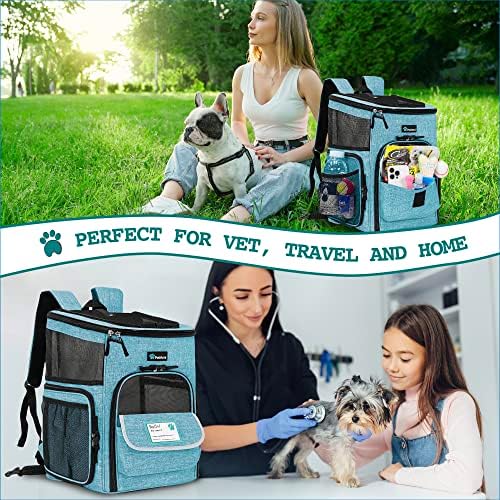 PetAmi Dog Backpack Carrier, Airline Approved 4-Way Entry Cat Bag, Teal