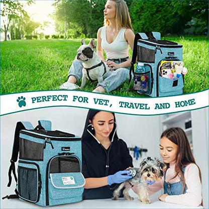 PetAmi Dog Backpack Carrier, Airline Approved 4-Way Entry Cat Bag, Teal