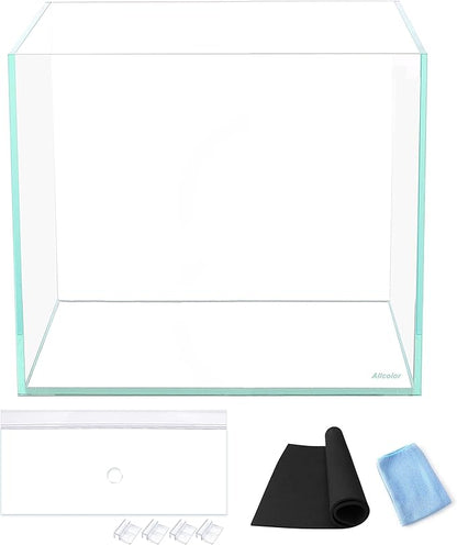 Allcolor Ultra Clear Rimless Aquarium Tank 6-60 gallons Low Iron Glass (7Gal - Top Glass Canopy)
