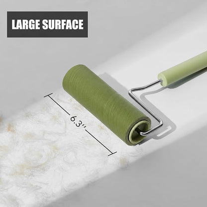 Extra Sticky Large Surface Lint Roller, 6.3''Wide Roller for Pet Hair | Long Handle Lint Remover for Couch, Furniture, Clothes, Dog & Cat Hair Remover (8 Refills(Scented))