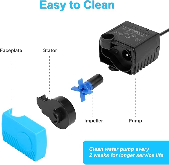 SP-400LV Cat Water Fountain Pump, SP-400LV USB Plug Replacement Pump Compatible with Butterfly, Seaside, 360 Plastic Pet Water Fountain (No USB Adapter)