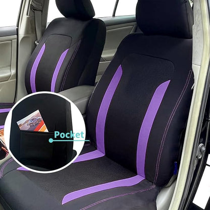 4PCS Cooling Car Seat Covers,Breathable Front Seat Covers with Mesh Construction and Foam Padding,Car Seat Protector to Reduce Back Sweating,Universal Car Interior for Car SUV (Purple)