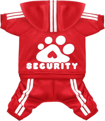 Dog Hoodie Security Clothes 4 Legs Jumpsuit Sweatshirt Hoodies Soft & Warm Dog Outfit Pullover Dog Winter Clothes Sweater for Small Medium Large Dogs Cats (Red, X-Small)