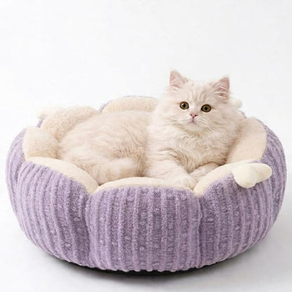 Cat Cave Bed for Indoor Cats - Calming Plush Cat Bed, Washable Anti-Slip Cat Nest, Cozy Kitten Bed 18 Inch for Cats up to 15 lbs