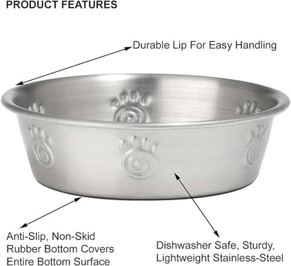 PetRageous 60046 Cayman Classic Non-Skid Stainless-Steel Dishwasher Safe Bowl 1-Cup Capacity 4.5-Inch Diameter 1.5-Inch Tall for Small Dogs and Cats of Any Size, Metallic (Pack of 3)