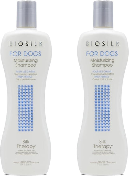 BioSilk Silk Therapy Moisturizing Shampoo for Dogs - Best Dog Shampoo for Pets with Dry, Itchy, or Sensitive Skin, Gentle Dog Wash, Essential Grooming Supplies, 12 Fl Oz - 2 Pack