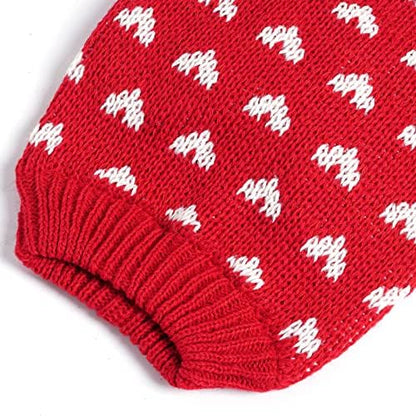 Dxhycc Dog Knitted Sweater Dog Heart Sweater Puppy Sweater Warm Soft Pet Holiday Clothes for Medium Cats and Dogs (Red, M)