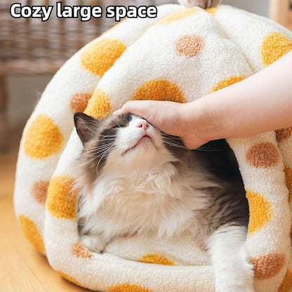 Cat House,Cat Beds for Indoor Cats,Pet Cat Litter Large Yurt,Cat Beds for Indoor Easy to Clean Cat Bed cave,Self Heating cat pad Suitable for Cats Up to 16.53 Lbs (Blue,X-Large)