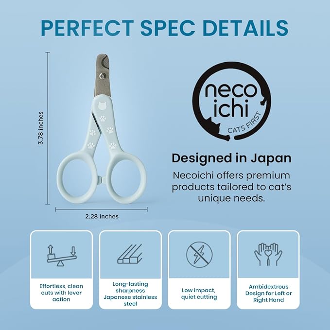 Necoichi Purrcision Feline Nail Clippers | Lever Principle Cat Nail Clipper | Butter-Smooth Cuts | Seki, Gifu Swordsmith Craftsmanship | Stainless Steel Cat Claw Trimmer for Indoor Cats (Mint)