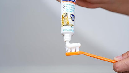 Arm & Hammer Complete Care Dog Dental Kit with Two Flavors: Chicken & Peanut Butter Enzymatic Dog Toothpaste, Toothbrush, & Finger Brush, Baking Soda + Calcium, 2.5oz Each