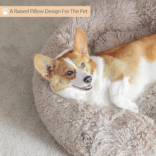WNPETHOME Large Round Calming Dog Bed Cat Bed for Comfy Sleep