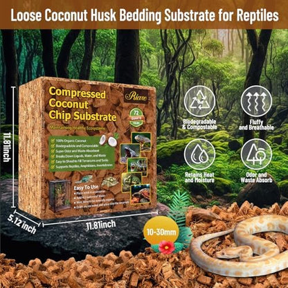 Riare 10LB Coconut Husk Chip for Reptiles, 72 Quart Coconut Fiber Substrate