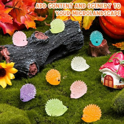 60PCS Luminous Mini Resin Hedgehogs Tiny Resin Hedgehogs for Dollhous