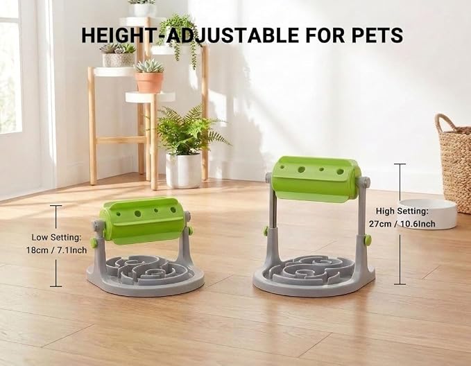 Dog Treat Dispenser Toy, Slow Feeder, Interactive Cat Puzzle Toy | Effectively Prevents Overeating, Keeps Pets Busy, Mental Stimulation Toy for Boredom, Dual-Height for Puppies and Kittens
