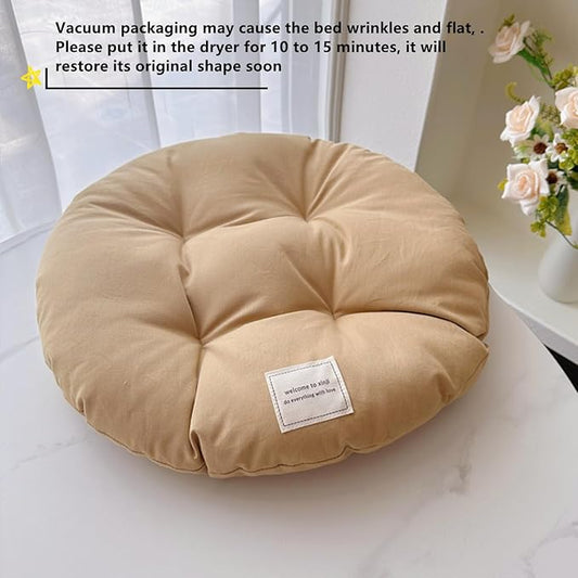 SHENGOCASE 2-Pack 16" Round Soft Cat Kneading Pillow Cushion Bed for Cat Dog House Perch, Cushion Pad Padding (Khaki)