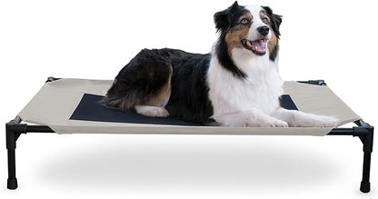 K&H Pet Products Outdoor Elevated Dog Cot, Breathable Cooling Elevated Cot Hammock Pet Bed for Large Dogs, Washable Mesh Cover, Raised Metal Frame, Collapsible, Portable - Large 42 X 30in Taupe