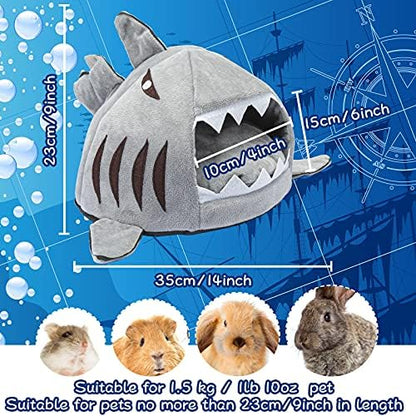Jetec Shark Guinea Pig Hideout Bed, Small Animal Hamster House, Gray