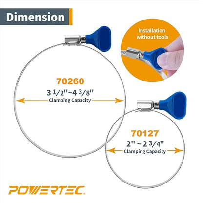 POWERTEC 70338 4-inch Hose to 2-1/2 inch Hose Cone Reducer w/Key Clamp Set