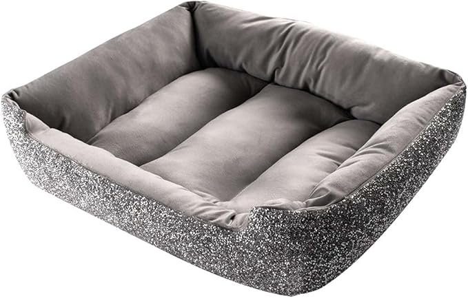 Sparkles Home Pet Bed, Sparkling Rhinestones, Soft, Comfortable Velvet, for Lounging Dogs, Cats, Pets, Silver, Large, Sold Individually