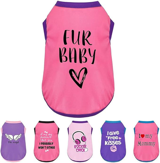 Color-Blocked Dog Tank Top with Playful Heat Transfer Designs – Lightweight Polyester Shirt for Small,MediumDogs, Perfect for Casual Outings.Fur Baby Pink 2XL