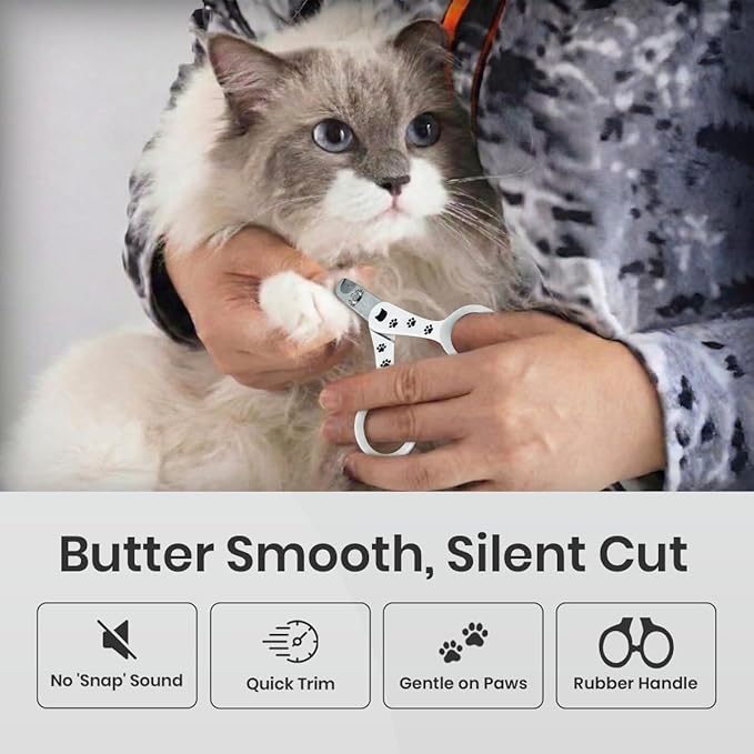 Necoichi Purrcision Feline Nail Clipper | Lever Principle Cat Nail Clipper | Butter-Smooth Cuts | Seki, Gifu Swordsmith Craftsmanship | Stainless Steel Cat Claw Trimmer for Indoor Cats (White)