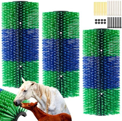 3 Pack Livestock Scratching Brush, Blue and Green
