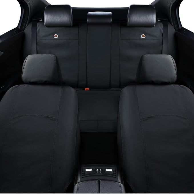 Coverado Car Seat Covers Front, Canvas Universal Seat Covers for Cars, 2-Pack Car Seat Cushions, Auto Seats Protectors for Kids & Dogs, Driver Seat Covers Fit for Most Vehicles Trucks SUVs/Black