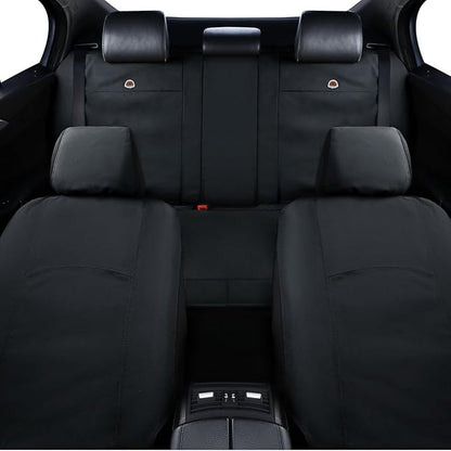 Coverado Car Seat Covers Front, Canvas Universal Seat Covers for Cars, 2-Pack Car Seat Cushions, Auto Seats Protectors for Kids & Dogs, Driver Seat Covers Fit for Most Vehicles Trucks SUVs/Black