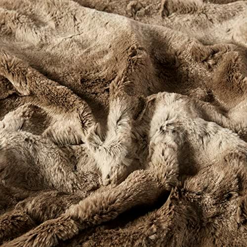 Madison Park Zuri Faux Fur Reversible Throw Blanket, 50 x 60 in, Tan