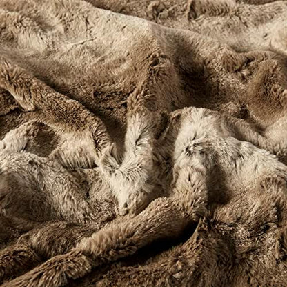 Madison Park Zuri Faux Fur Reversible Throw Blanket, 50 x 60 in, Tan