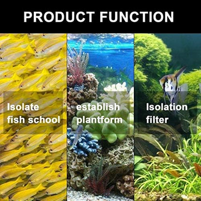 6 Pcs Aquarium Fish Tank Divider Plastic Egg Crate Aquarium Filter Bottom Tray Grid Isolation Board Partition Net Pane Separator for Mixed Breeding Light Diffuser,8 Pcs Sucker Clips Suction Cups,Black
