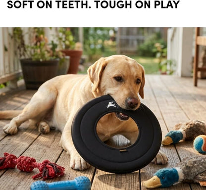 OllyDog Super Flyer Dog Flying Disc – Floating Fetch Toy for Water Play, Soft Eco-Friendly Recycled Fabric, Gentle on Teeth, 11" for Medium & Large Dogs (Raven, 11")