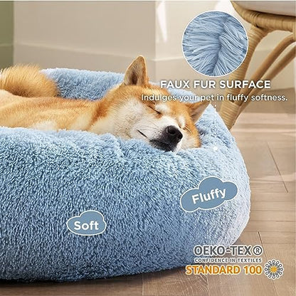 Bedsure Calming Dog Bed Medium Size Dog Donut Washable Pet Bed,30ins
