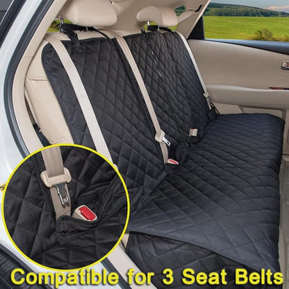 Dog Car Seat Cover, Deluxe Waterproof Pet Back Carseat Protector for Cars, SUVs, Trucks, Nonslip and Easy Cleanup Backseat Pet Cover for Automotive Rear Bench (Black)