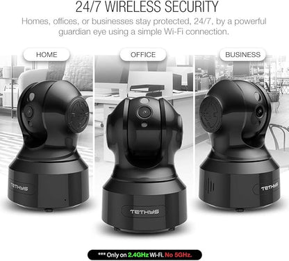 TETHYS Wireless Security Camera 1080P Indoor [Work with Alexa] Pan/Tilt WiFi Smart IP Camera Dome Surveillance System w/Night Vision,Motion Detection,2-Way Audio,Cloud for Home,Business, Baby Monitor