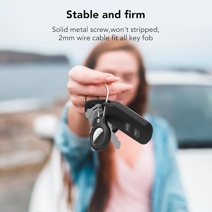 SPGUARD for AirTag Holder Case with Keychain 1st/2nd Air Tags-2 Pack for Apple Air Tag Holder with Wire Cable Lock Key Ring Chain Air Tagholder Accessories for GPS Item Tracker Kids,Keys,Luggage