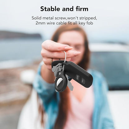 SPGUARD for AirTag Holder Case with Keychain 1st/2nd Air Tags-4 Pack for Apple Air Tag Holder with Wire Cable Lock Key Ring Chain Air Tagholder Accessories for GPS Item Tracker Kids,Keys,Luggage