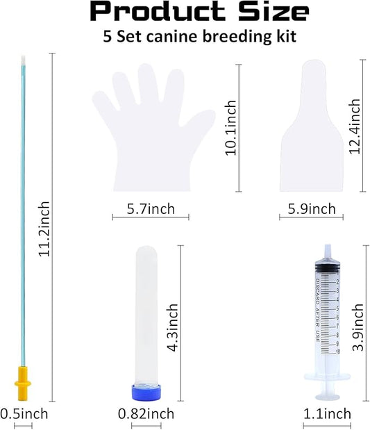 REDDOUDOU 5 Set AI Artificially Inseminate Dog Kit, Artificial Breeding Pipette Canine Semen Collection Sleeves Med/Lg AI Breeding Kit,Includes lubricating Jelly