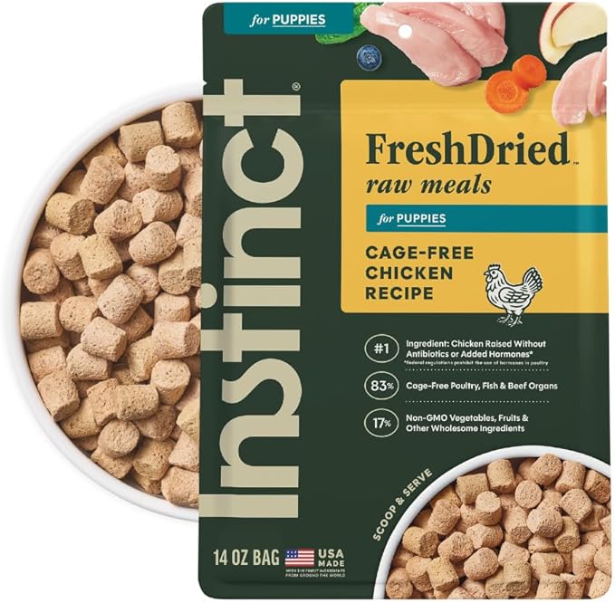Instinct Puppy FreshDried Bites, Natural Freeze-Dried Dog Food, Grain Free - Cage-Free Chicken, 14 oz. Bag