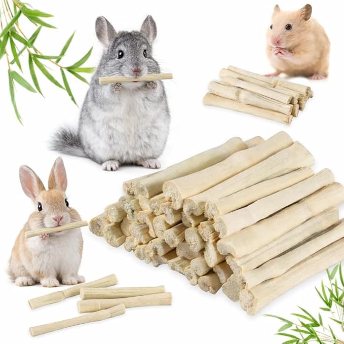 Sukh 320g Sweet Bamboo Chew-Sticks for Rabbits & Chinchillas - Natural Bunny & Rodent Bamboo Chew Toys for Teeth Grinding, Small Animal Chew Treats for Guinea Pig, Hamster, Chinchilla