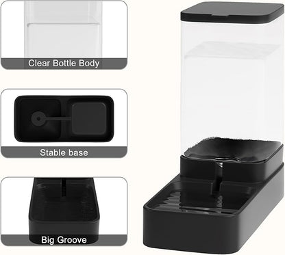 Automatic Cat Feeder and Water Dispenser in Set with Pet Food Bowl,Gravity Dog Waterer and Food Feeder for Small Medium Dog Cat Puppy Kitten Large Capacity(3.8L,Black)